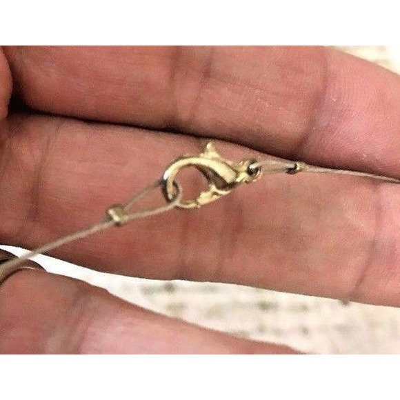 Choker Cable Necklace & Matching Earrings Set Wire Band Blue Glass Pendants - Picture 5 of 7